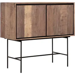 Sideboard Metropole aus Teakholz, Industrial Design, naturfarben, 2 Türen, Metallgestell