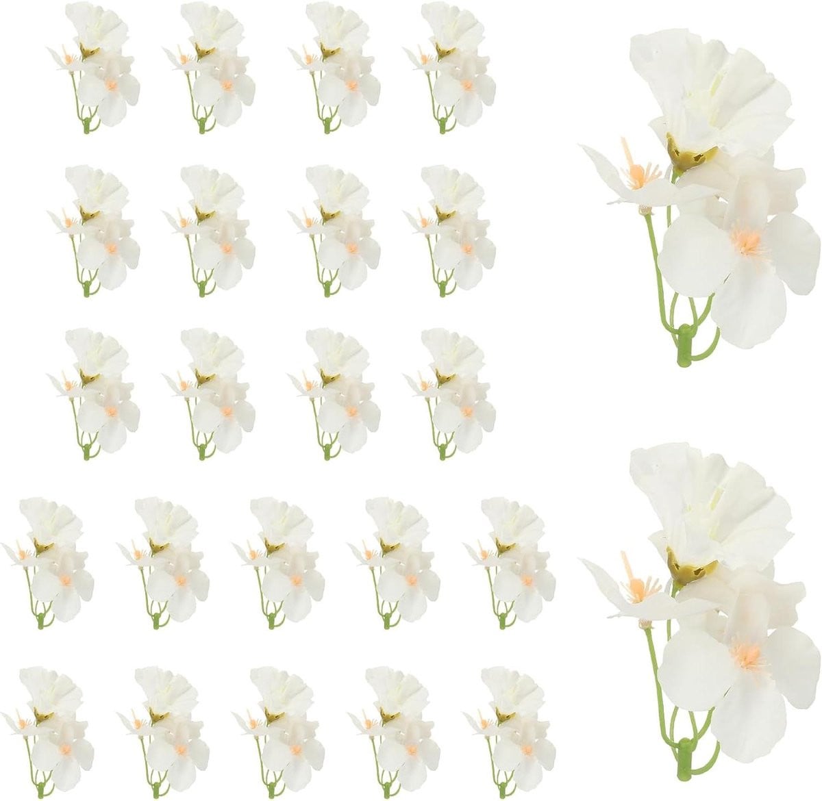 Set van 24 witte kunstorchideeën van zijde voor tafeldecoratie