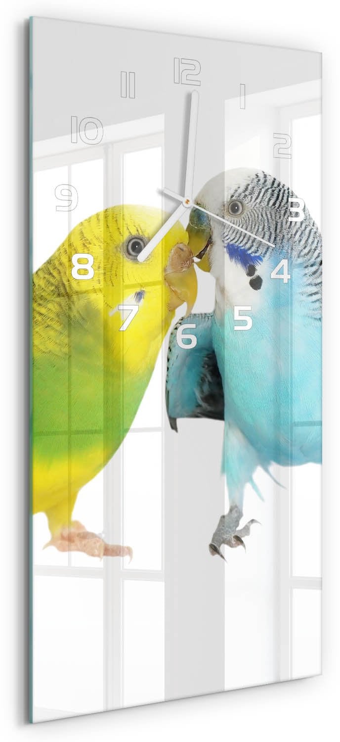 Tulup Wandklok Parkieten - Veelkleurig Glas - 30 x 60 cm