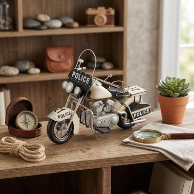 Cheungs Multicolor Metal White/Black Police Motorcycle Model