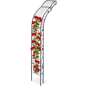 Relaxdays Rosenbogen 10030854, schwarz, aus Eisen, Halbbogen zur Wandmontage, 72 x 256 x 39 cm