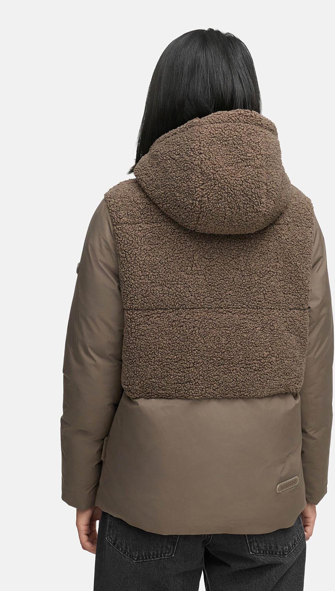 Winterjacke MARIKOO "Sheeta", Damen, Gr. M, braun (stone braun), Obermaterial: 100% Polyester. Futter: 100% Polyester. Wattierung: 100% Polyester. Ärmelfutter: 100% Polyester, Jacken Winterjacke, Kombination aus Teddyfleece und glattem Material