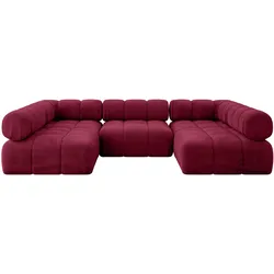 WOHNLANDSCHAFT modulares Sofa Garvo-U1 - 285x190x70 cm Bordeauxrot Velours