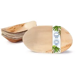 onlyleaf 200 Stück Einwegschale 20cm Palmblattschale Schiffchenform Einweggeschirr Palmblatt Boot biologisch abbaubar biologisch kompostierbar