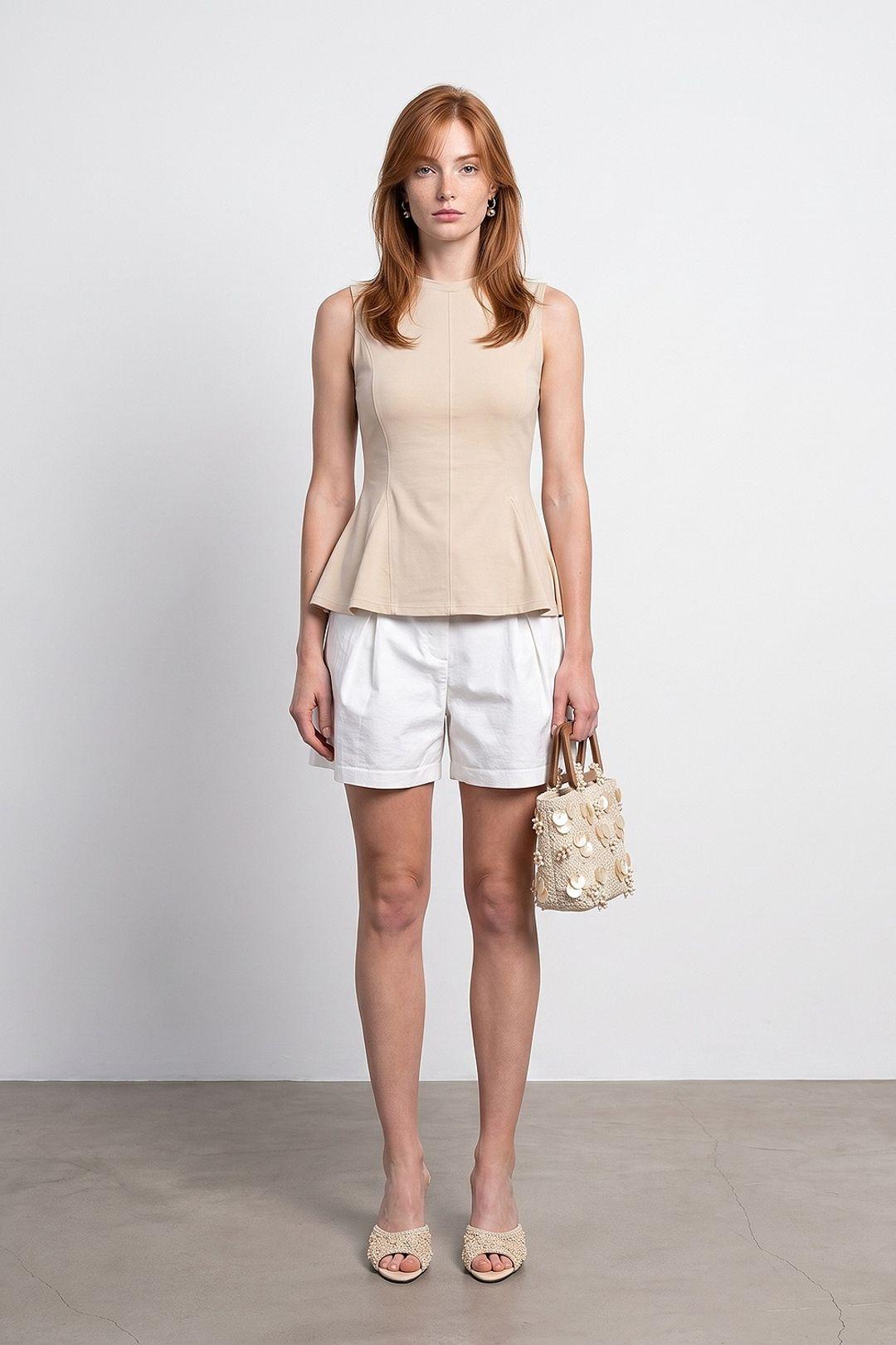 Beantragte Baumwoll-Popeline Cut-out Shell-Top