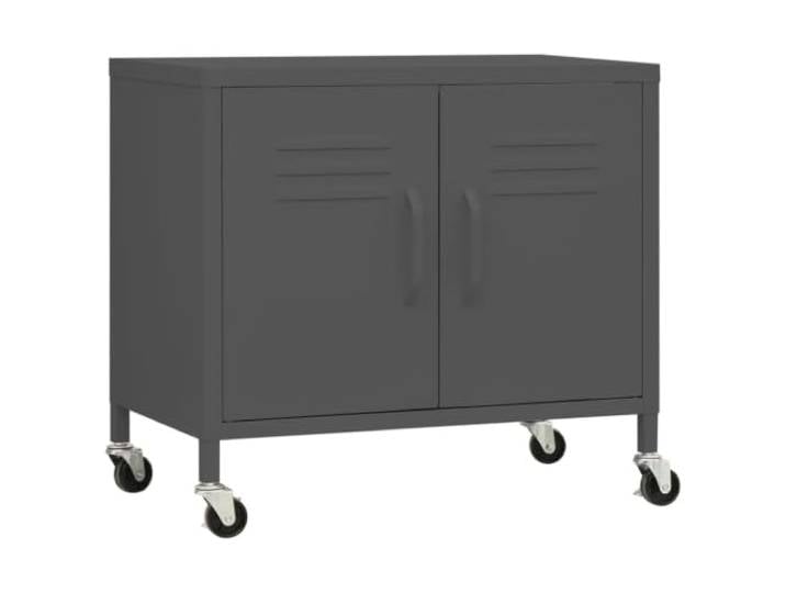 Helloshop26 Mobiler Aufbewahrungsschrank mit verstellbarem Einlegeboden, 60 x 35 x 56 cm, Stahl, Anthrazit 02_0046900