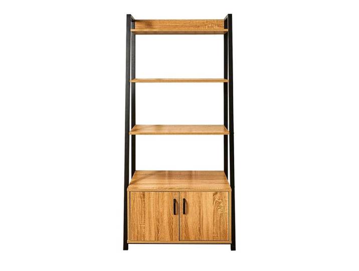 RAJIO - Meuble Etagère Industriel Effet Bois et Métal