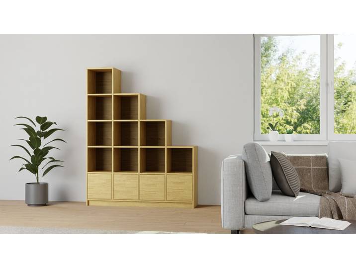 Stylishes Treppenregal Eiche Natur geölt
