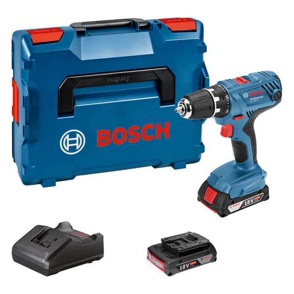 Bosch Akku-Bohrschrauber GSR 18V-21, 2 x Akku GBA 18V 2.0Ah in L-Case 06019H100A