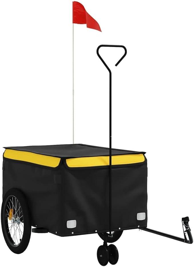 Fahrradanhänger Hunde, Hundeanhänger, Hundetransporter, Hunde Anhänger, Schwarz und Gelb 45 kg Eisen