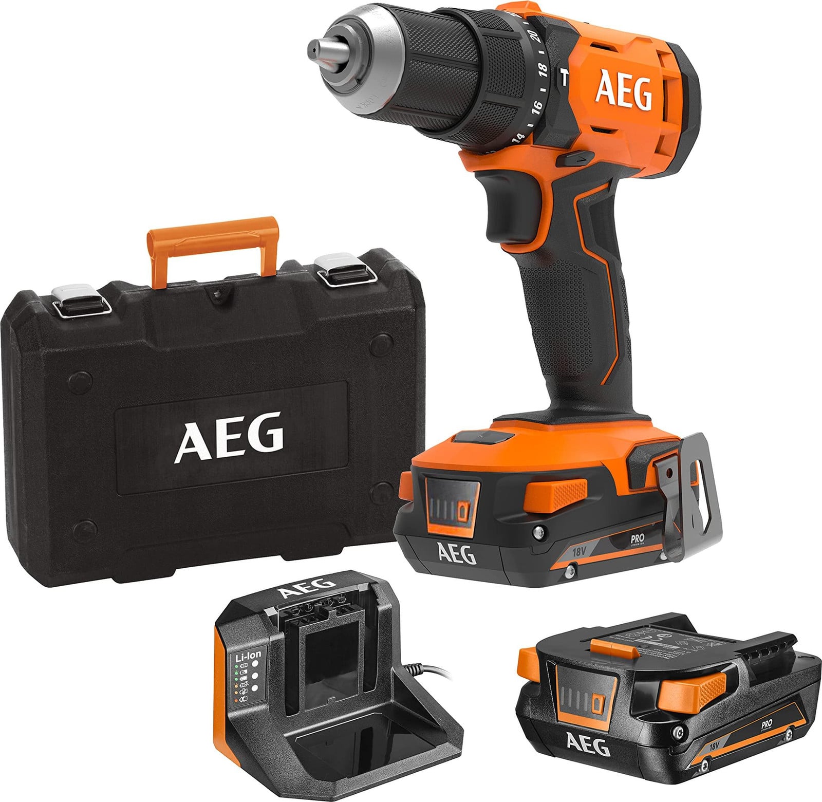 AEG BSB18G4-402C Boorhamer 18 V met 2 accu's van 4 Ah en oplader