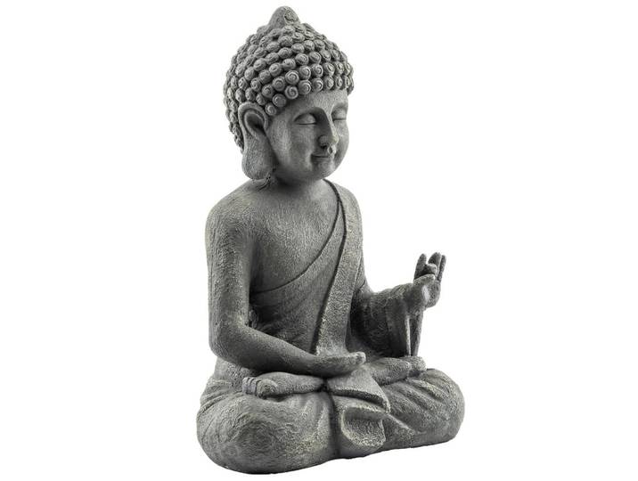 ComfortXL Buddhafigur De-13883 meditierend aus Magnesiumoxid Dunkelgrau, Stein, 23x51x32 cm, Dekoration, Dekofiguren & Skulpturen, Buddha-Statuen