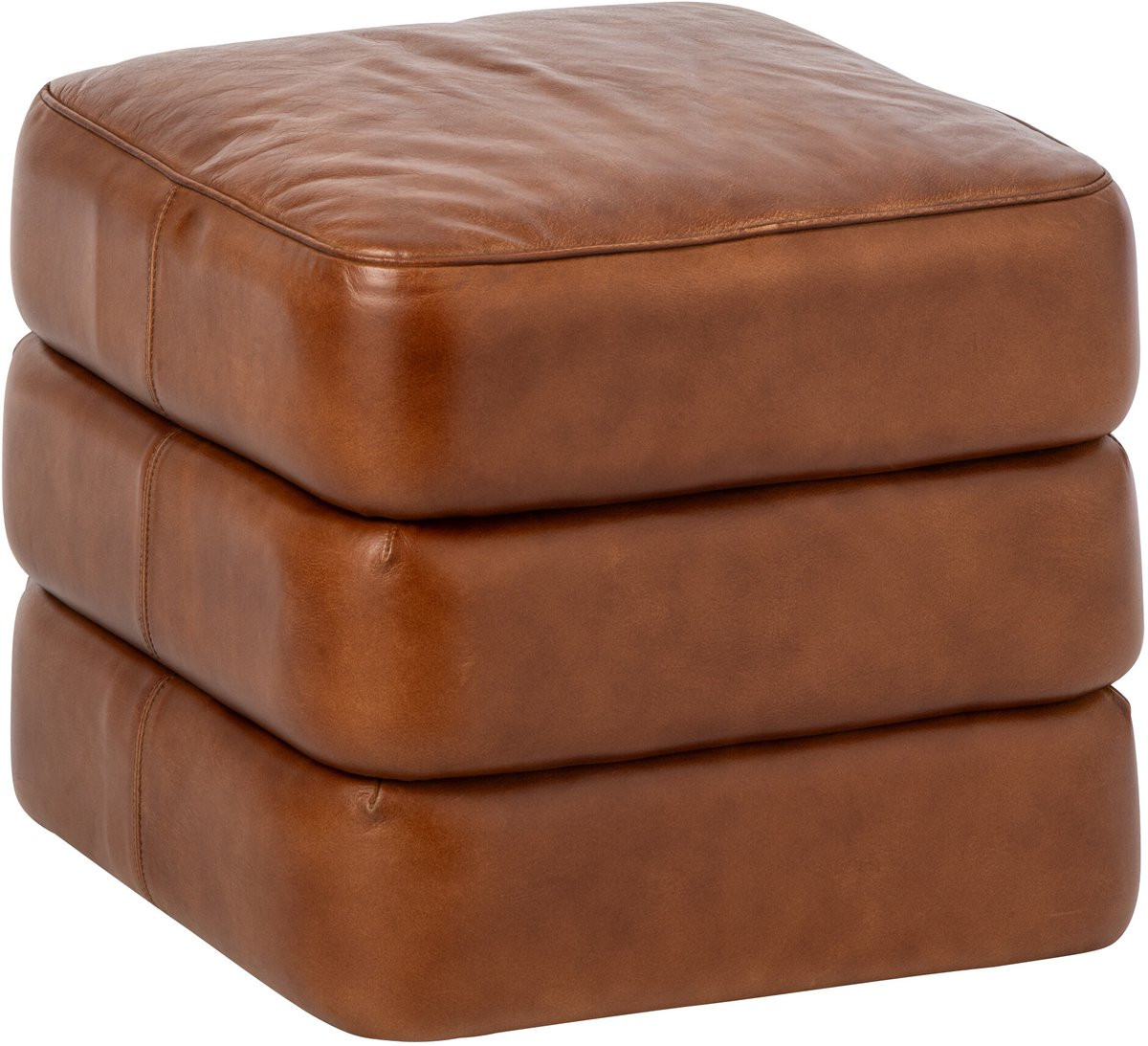 J-Line Poef van leer in camel