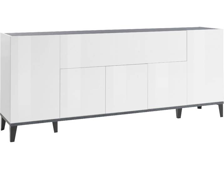 Sideboard HOME AFFAIRE Sunrise , weiss (weißhg, schiefer), B:200cm H:82cm T:40cm, Sideboards, Sideboard, Kommode mit 5 Türen und 1 Klapptür, Breite 200 cm