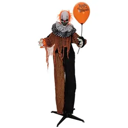 EUROPALMS Halloween Figur Clown mit Luftballon, animiert, 166cm