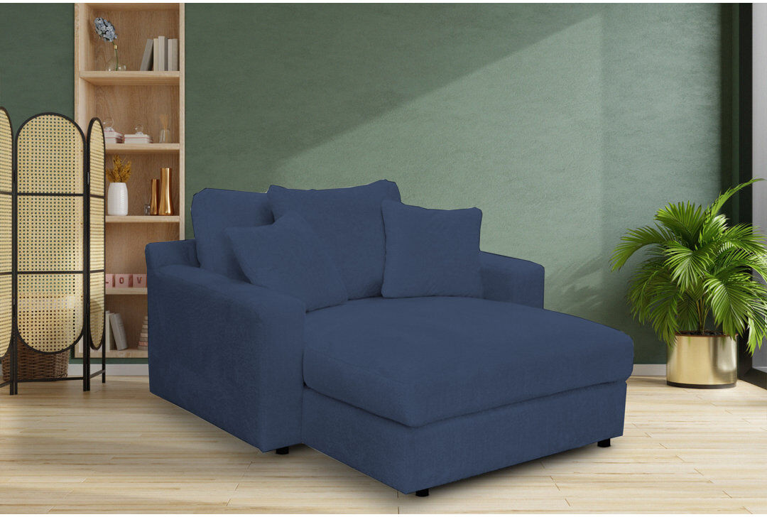 Brayden Studio Caegan Upholstered Chaise Lounge Ink Boucle 95cm H X 150cm W X 170cm L
