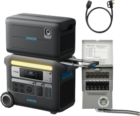 Anker SOLIX F2600 + Expansion Battery + Home Backup Kit (Transfer Switch + Cable)