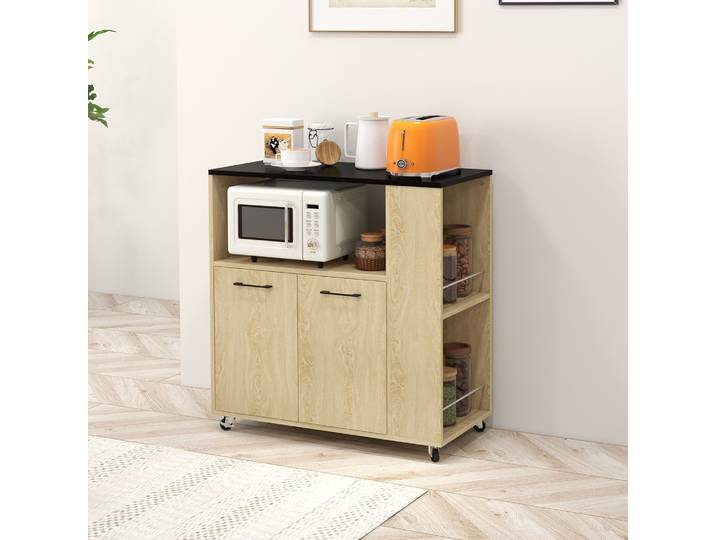 HOMCOM Desserte Cuisine à Roulettes Multi-Rangements 75x40cm