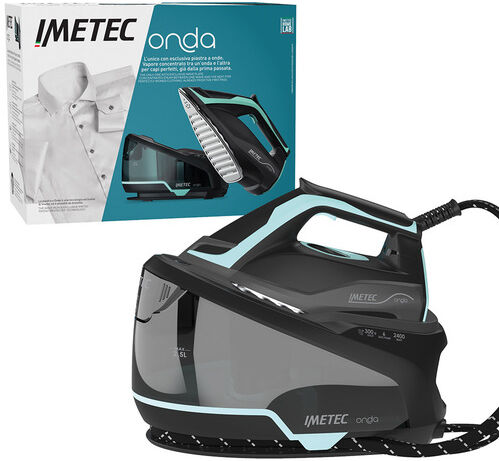 Imetec Sistema Stirante Onda P1, Piastra a Onde Scorrevole Brevettata, 2400 W, Colpo Vapore 300 g, Serbatoio 2,5 L