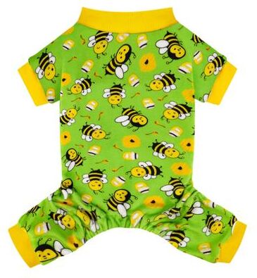 Multisell Products Hub Cozy Winter PJs With Feet, Perfect For Small Dogs, Soft Stretchy Onesie For Chihuahua Yorkie, Funny Bee Dog Pajamas green xl