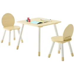 VEVOR Kindertisch mit 2 Stühlen & mit abgerundeten Kanten & Graffiti-Tischplatte, Maltisch Set zum Lesen Lernen Zeichnen Schreiben, Kindersitzgruppe Kindertagesstätte, Basteltisch Spieltisch