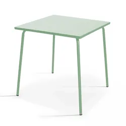 Oviala Business Quadratischer Gartentisch aus Metall Salbeigrün 70cm - Oviala