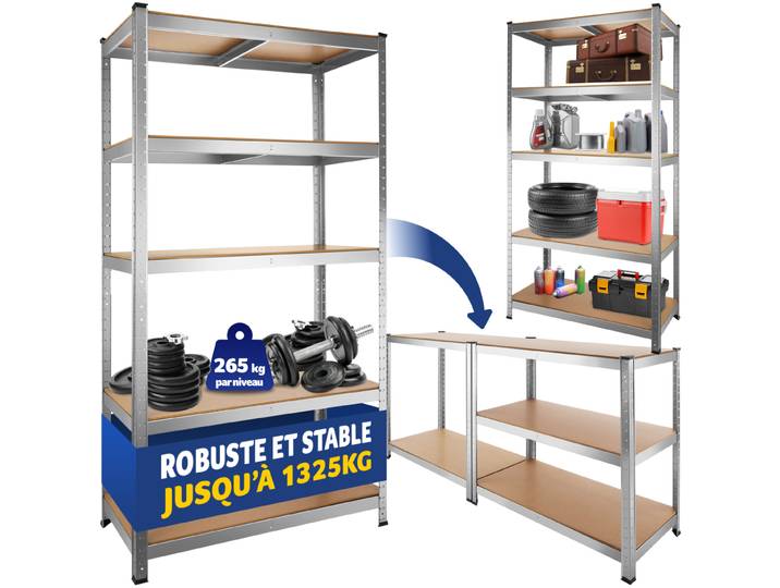Étagère robuste pour charges lourdes - 180 x 90 x 45 cm, 1325 kg