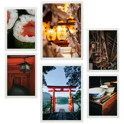 POSTER Set Mit 6 Japan Shushi Tokio & Zoll Vintage Töne A3 & A4 Weißer Rahmen