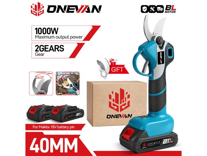 ONEVAN 30MM cisaille électrique sans brosse 2 vitesses ciseaux électriques rechargeables outils électriques de jardin pour Makita 18V batterie broche