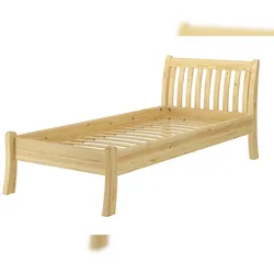 Erst-Holz Gästebett Einzelbett Echtholzbett 90x200 hohe Sitzkante Kiefer massiv wählbares Zubehör V-60.61-09 Federleisten