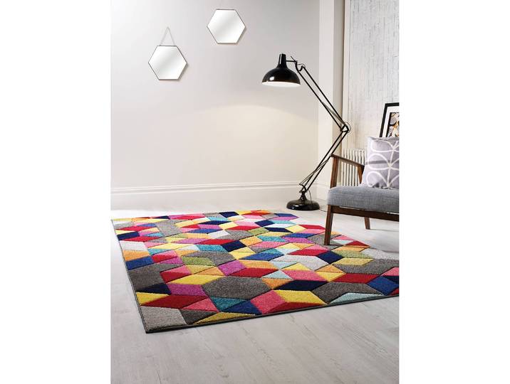 Kurzflorteppich Dynamic Multicolor 80 x 150cm Netzstoff