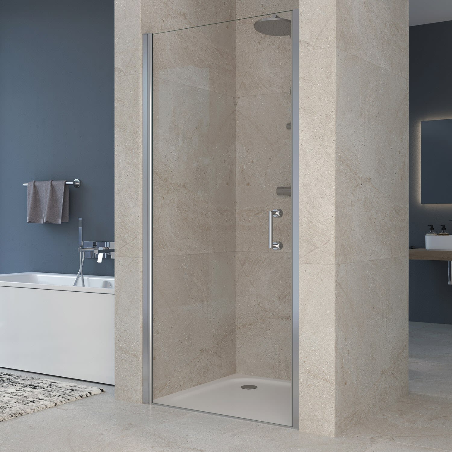 Sturotec 5070 Drehtür für Nische 90 x 195 cm mit Nano-Beschichtung, Duschkabinen, STUR-SE-L90,