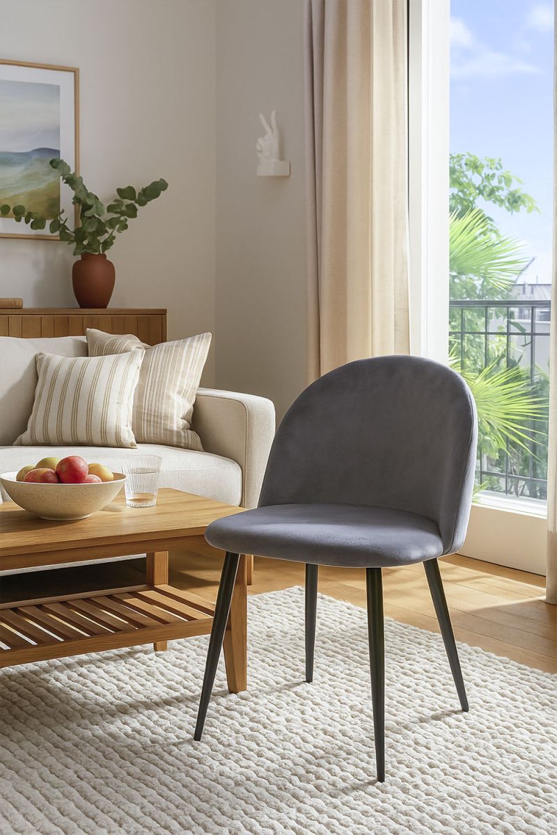 RegalosMiguel Silla Black Vint Terciopelo - Gris claro