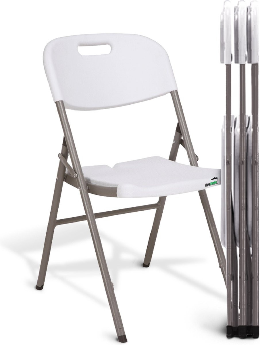 MaxxGarden Set van 4 opvouwbare klapstoelen voor de tuin en het terras - Wit