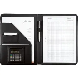 Jüscha Alassio Schreibmappe A4 MARES FINEtouch-Lederimitat Aktenmappe Businessmappe Konferenzmappe schwarz 96086-1