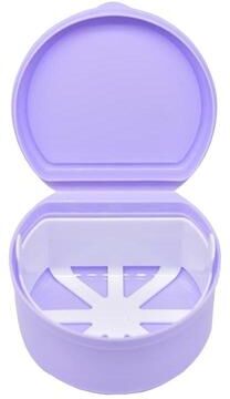 United Portable Retainer Cleaning Case Denture Soaking Box With Filter Basket For Braces And Aligners light Purple