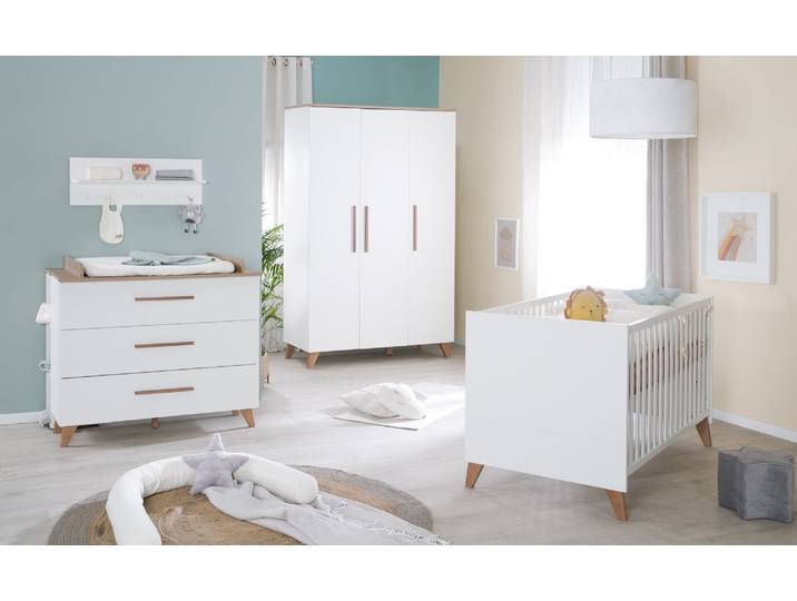 Kinderzimmer 'Ole' inkl. Baby-/Kinderbett 70x140, Kleiderschrank & Wickelkommode