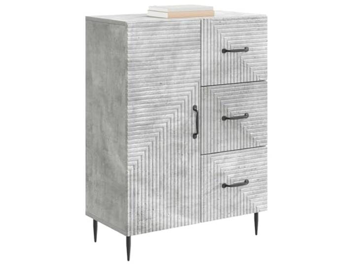 KTHLBRH Anrichte grau Beton 66 x 34,5 x 89,5 cm 3 Schubladen Holztechnik 1 Drehtür Metallbeine Wohnzimmer Esszimmer