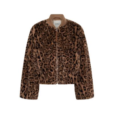 Wintermantel SOAKED IN LUXURY "SOAKED IN LUXURY Jacke SLLeona", Damen, Gr. L, braun (portabella leopard pattern), Mäntel Wintermantel