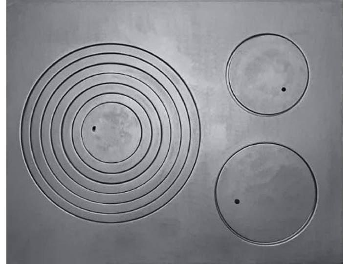 Innbee Herdplatte aus Gusseisen 670 x 535 x 15 mm mit 3 Kochstellen (Ø 355/200 / 160 mm), Kochplatte für gemauerten Küchenherd und Kachelherd