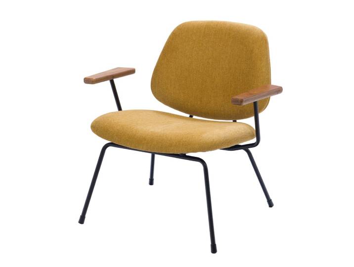 Fauteuil en tissu et bois arnold jaune