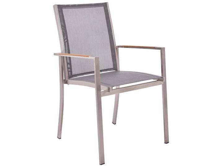 Niehoff Garden Stapelsessel, Silberfarben, Taupe, Holz, Teakholz, massiv, eckig, 57x90x63 cm, stapelbar, Gartenmöbel, Balkonmöbel, Balkonstühle