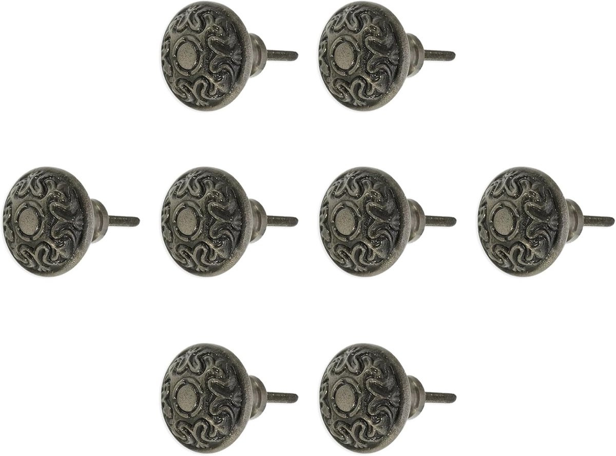 Kastknoppen 38mm Zwart Gietijzer Antieke Bloemen voor Keuken en Meubels