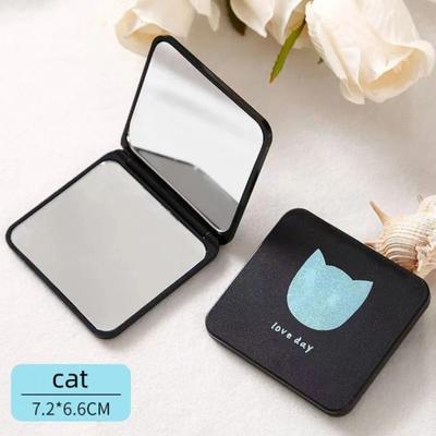 Fusion Finds Compact Makeup Mirror Double Sided Pocket Mirror Portable Travel Cosmetic Mirror cat
