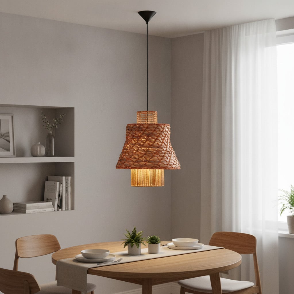 Lyora Rotan hanglamp Mande bruin met oranje