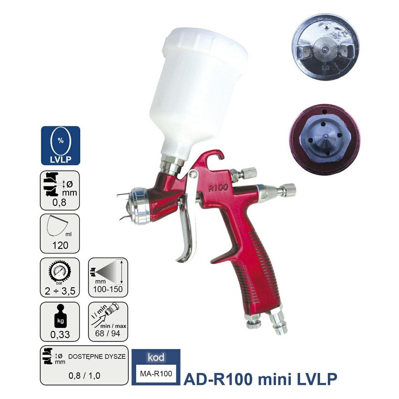 Adler PISTOLET LAKIERNICZY LVLP 0.8mm (MA-R100LVLP-MINI/0.8)