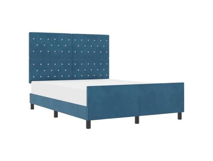 PUGYNBK Boxspringbett, Dunkelblau, 140 x 190 cm, Samt Verstellbares Kopfteil, robuster Kiefernholzrahmen, moderner Stil, einfache Montage