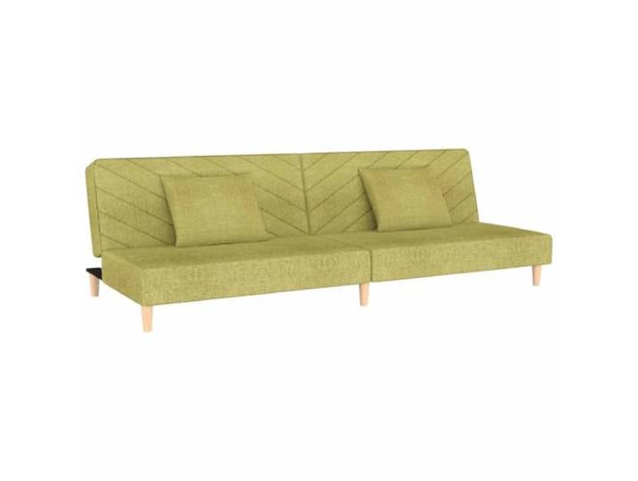 PUGYNBK 2-Sitzer-Sofa mit zwei Kissen, grüner Stoff Holzstruktur, klappbare Rückenlehne, Innenbereich, Wohnzimmer, Schlafzimmer, Arbeitszimmer
