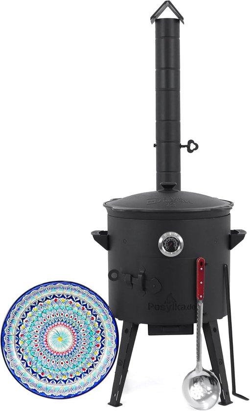 Schnelleinkauf - Utschak Feuerofen Ø 40 cm und Gusseisen Kasan 12 L . . . Traditionelle usbekische Kochpfanne für Grill & Plov . . . . . . . . . . . . . . . . . . . . . . . . . . . . . . . . . . . . . . . . . . . . . . . . . . . . . . . . . . . . . .