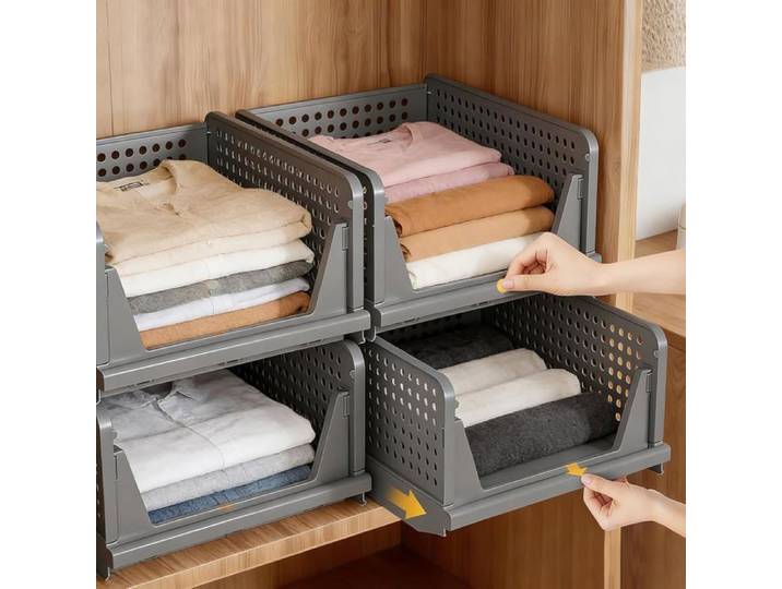 Lot De 4 Organ Urs De Penderie Empilables - Organisateurs Pliables Multifonctions - Système De Rangement Pliable - Système De Rang